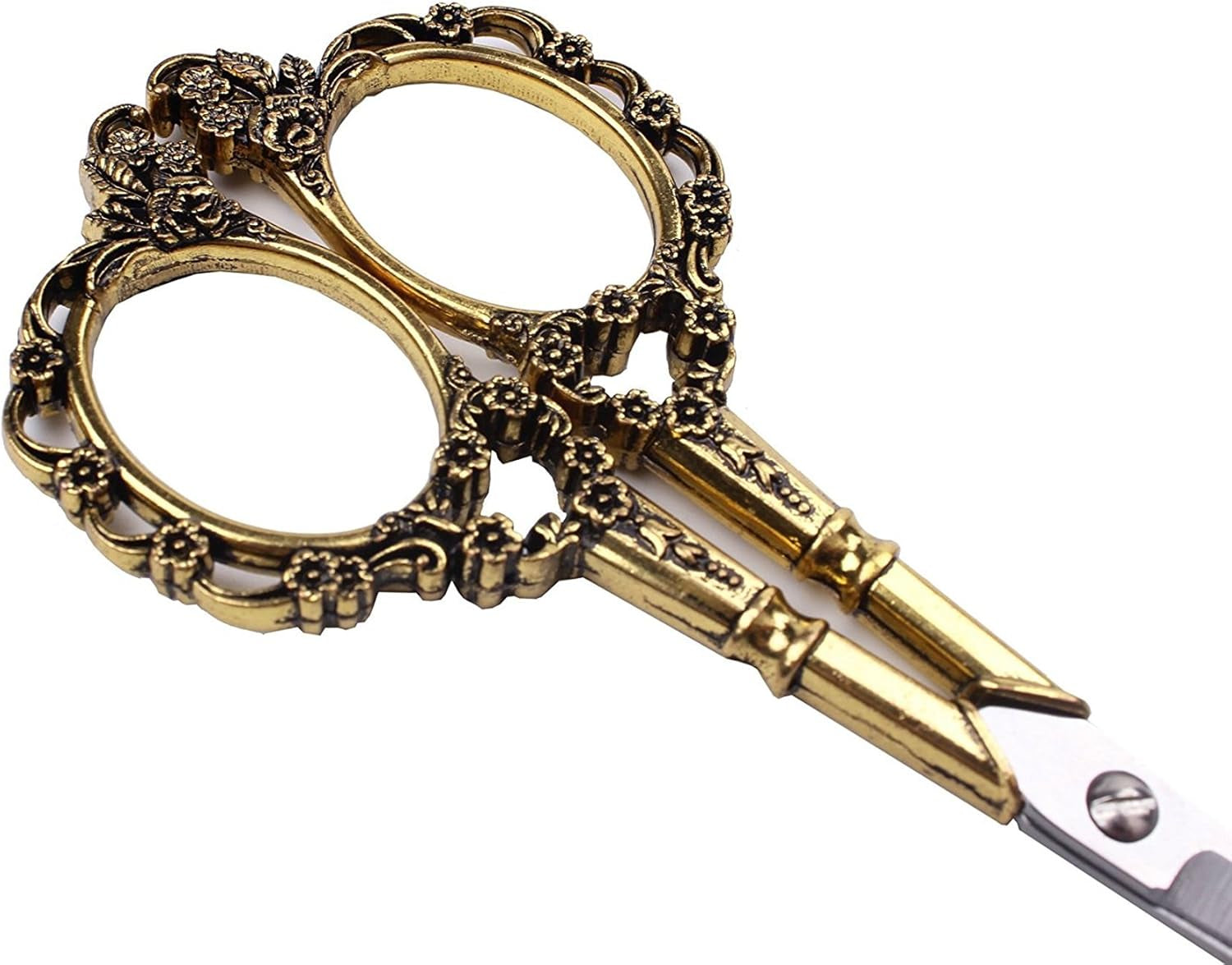 Gold Vintage Plum Blossom Scissors and Classic Crane Design Sewing Scissors for Embroidery, Sewing, Craft, Art Work & Everyday Use