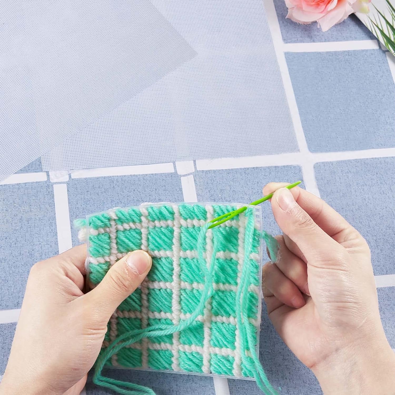 4 Pieces 14 Count Plastic Mesh Canvas 14 CT Plastic Aida for Cross Stitch, Making Jewelry Organizer and 3D Models (8 X 11 Inch)