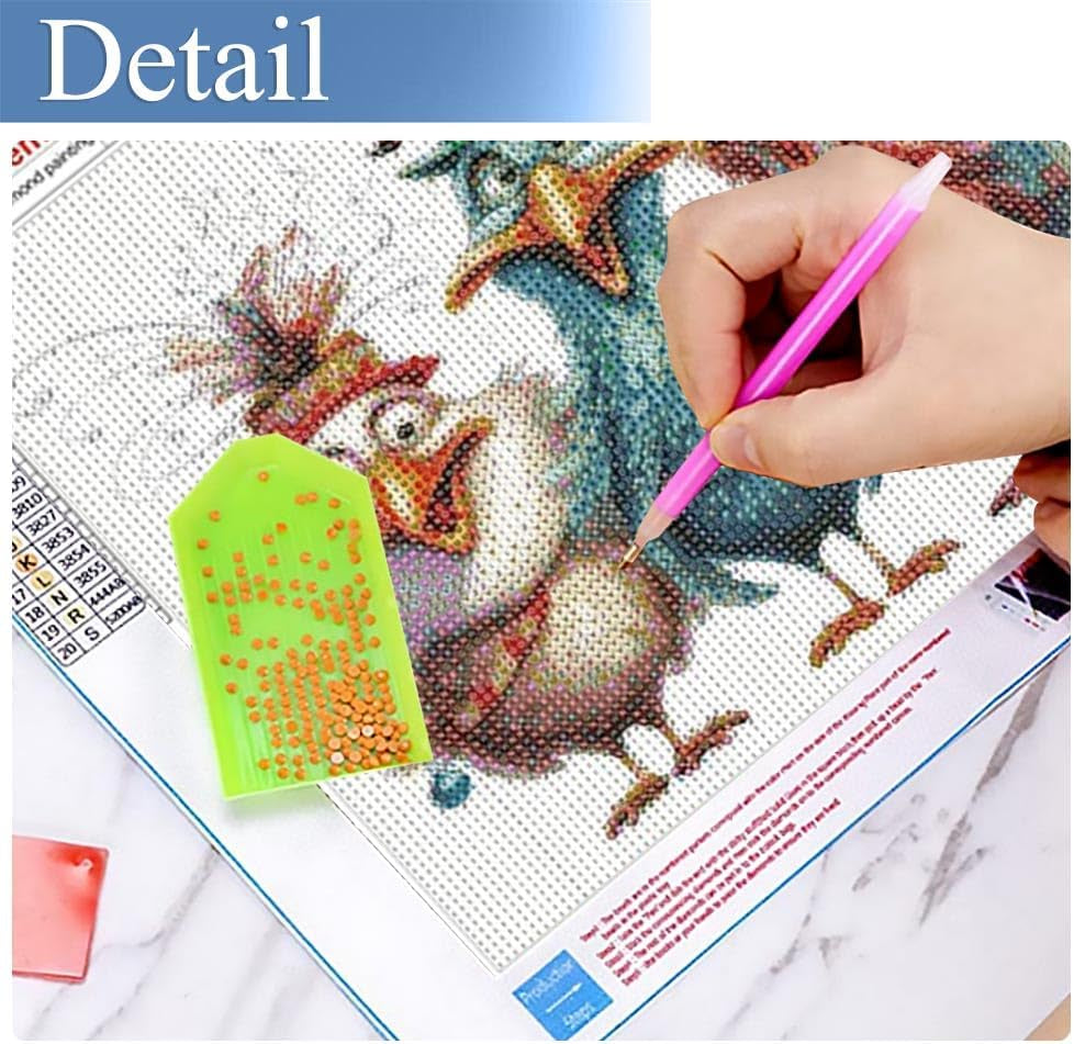 Cock Diamond Painting Kits for Adults, Chicken 5D DIY Diamond Art Kits for Adult round Full Drill Diamond Painting for Home Wall Decoration Gift 12×16Inch