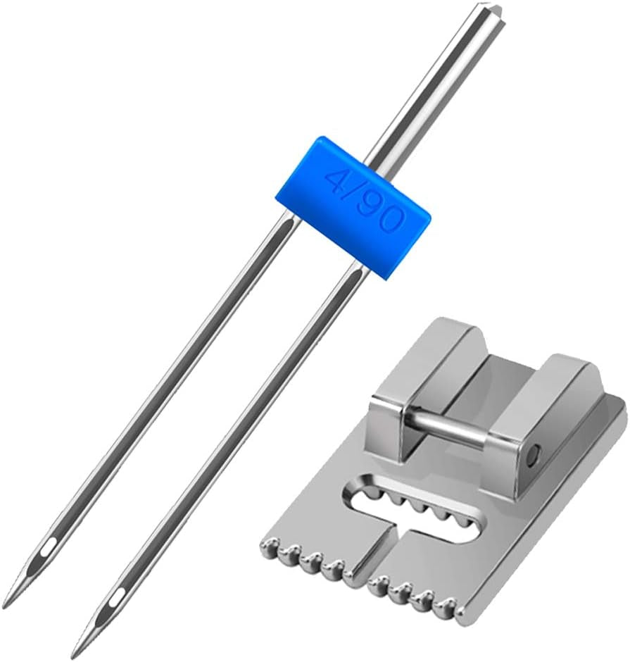 6Pack Twin Needle Double Needle with 2 PCS 9 Groove Pintuck Presser Foot 3 Size 2/90 3/90 4/90 by