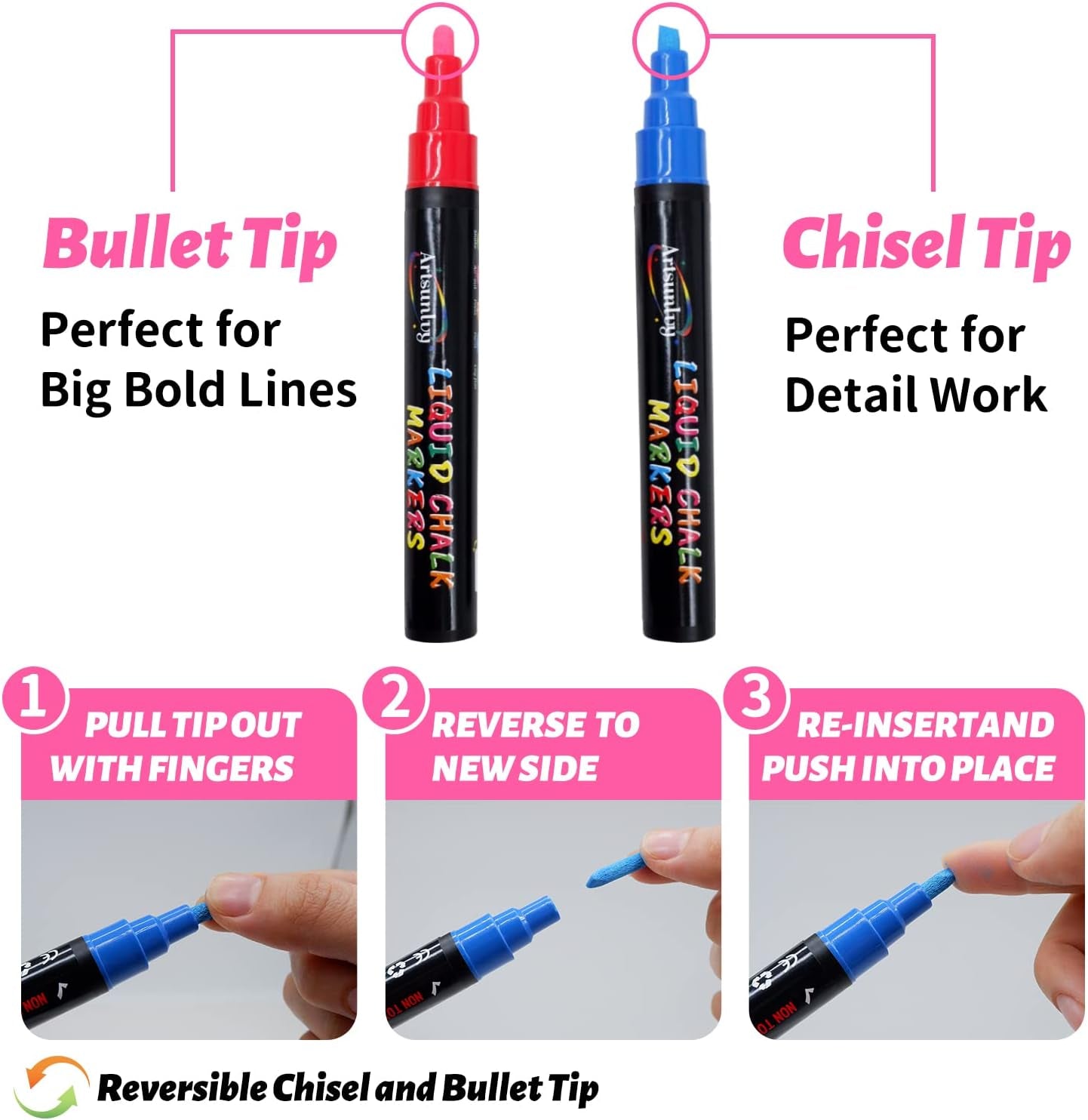 8 Colors Chalk Markers,Chalk Pens,Erasable, Non-Toxic, Water-Based, Reversible Tips, Chalkboard Markers For,Signs, Car Windows, Blackboard,Dry Erase