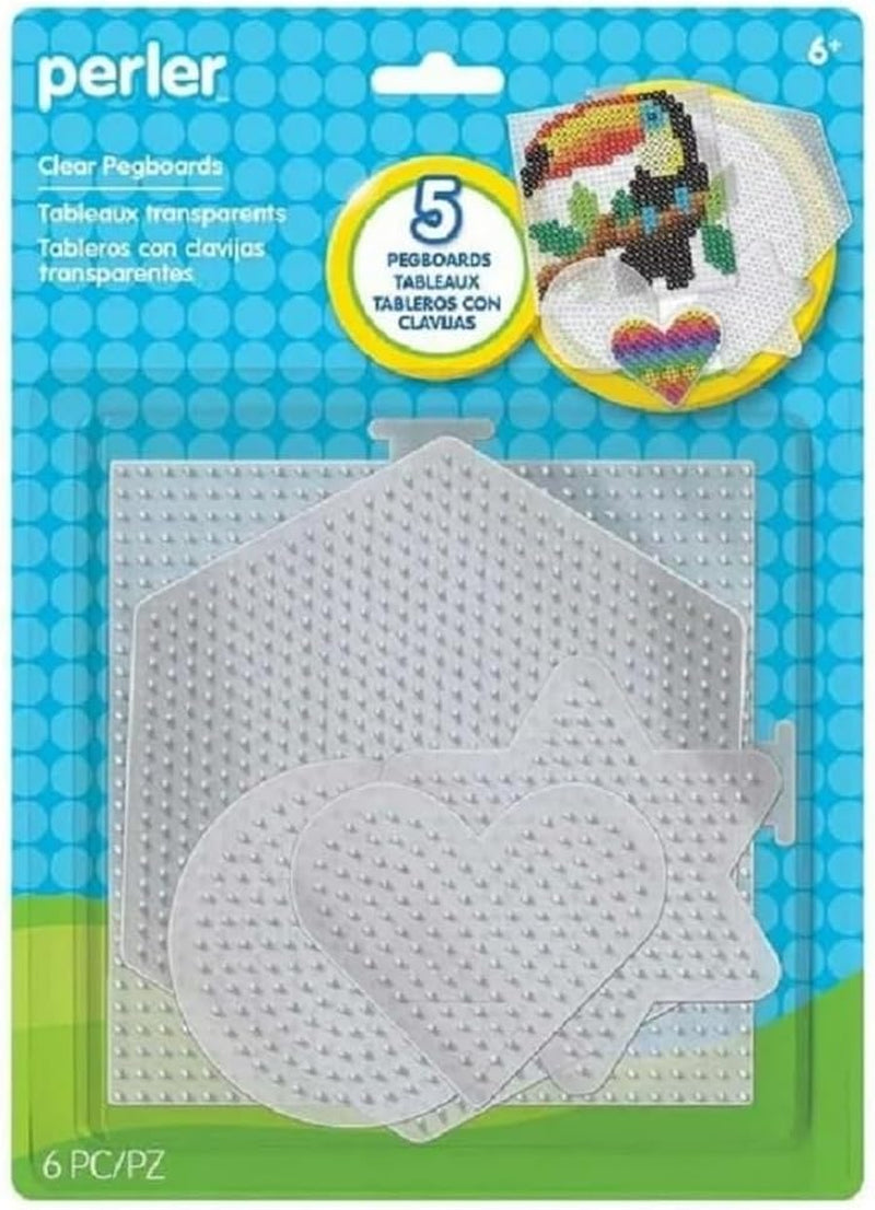 Beads Assorted Small and Large Pegboards for Kid'S Crafts - (5) Clear  Pegboards, (1) Sheet of Reusable Ironing Paper, 6 Pcs