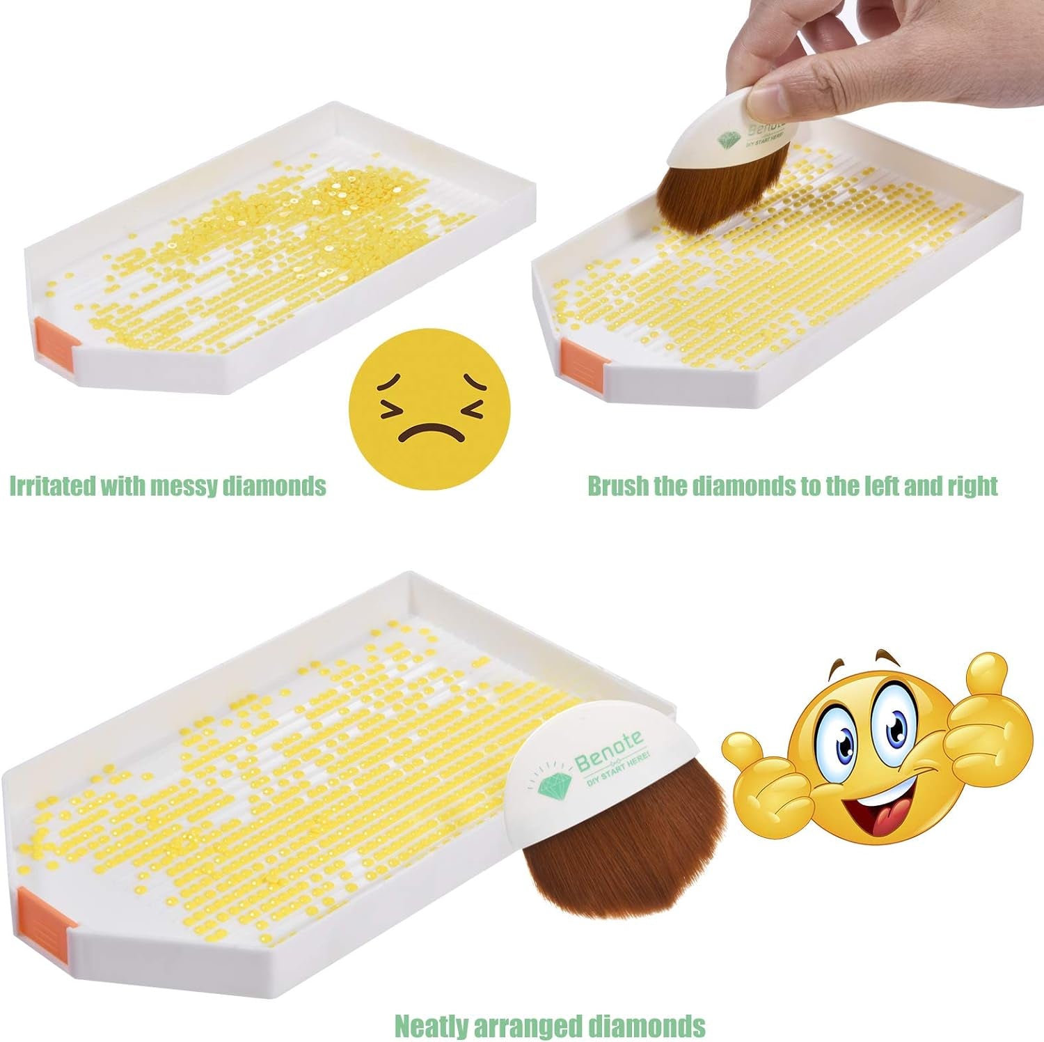 Diamond Art Painting Accessories Tools, Diamond Art Tray Painting Large Capacity Diamond Rhinestone Plate Tray with Divider, Paint Brush, Shining Bags for DIY Art Craft