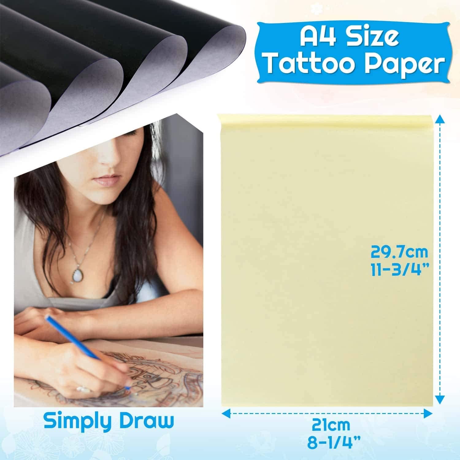38 Sheets Tattoo Transfer Paper, Stencil Paper for Tattooing, 8 1/4" X 11 3/4"
