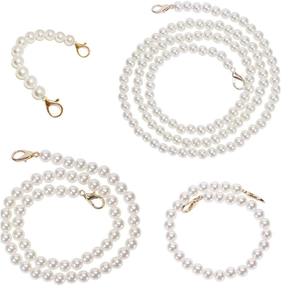 4PCS DIY Imitation Pearl Beads Short Long Handle Shoulder Cross Body Bag Handbag Chains Accessories with Metal Buckles