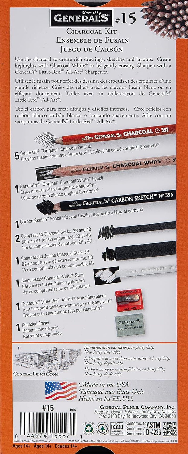 General NUM 15 Charcoal KIT, 12 Count (Pack of 1), Multicolor