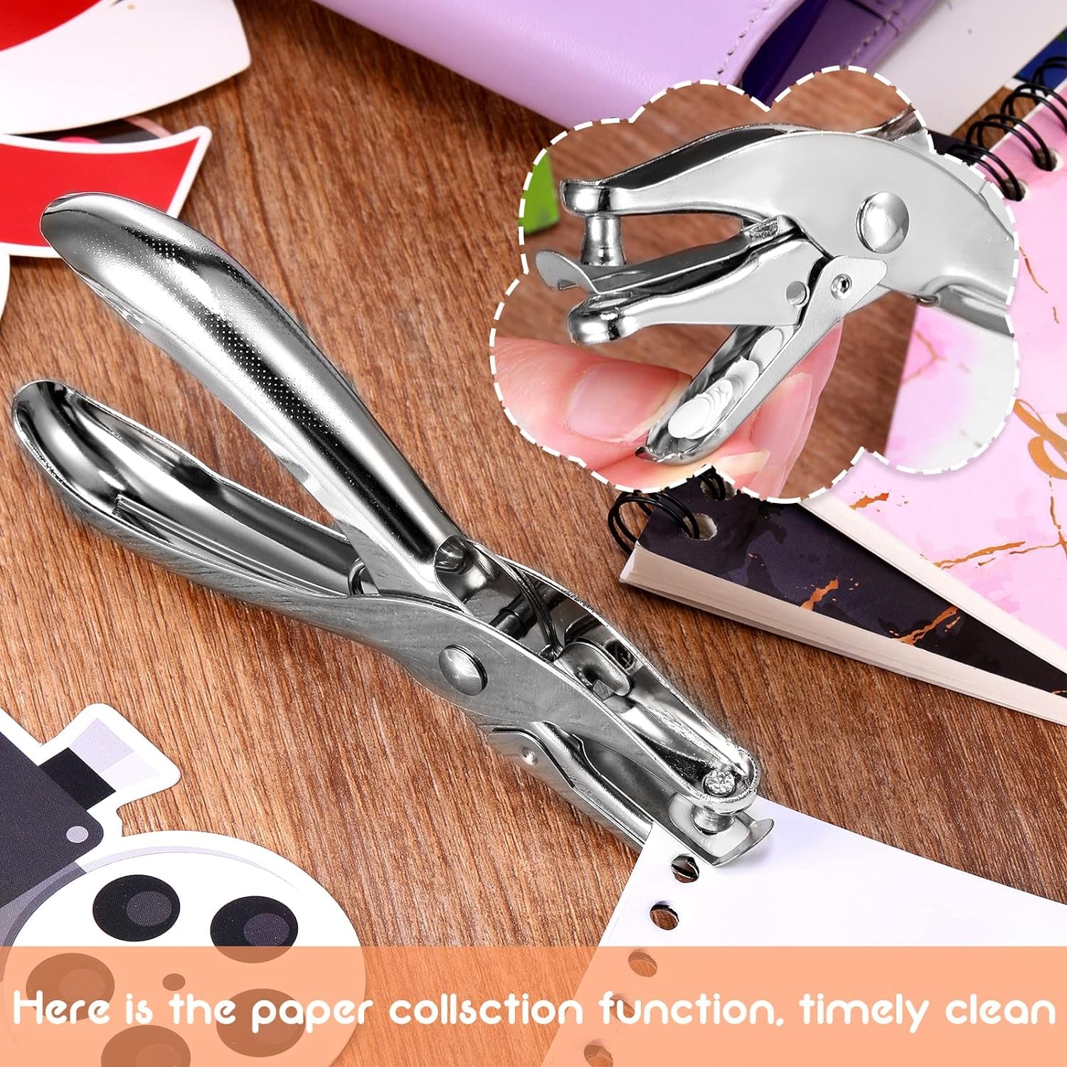 24 Pack 1 Hole Punch 1/4 Inch Single Hole Puncher Metal 5 Sheet Capacity Single Hole Punch Set Silver Paper Punches for Greeting Cards Scrapbook Notebook Puncher Craft Paper Hand Tool