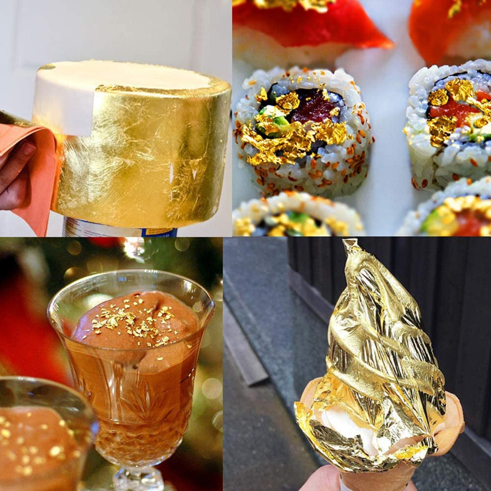 Edible Gold Leaf Sheets 30 Sheet Gold Leaf for Cake Chocolates Decorating, Bakery Pastry Cooking, Makeup Health &amp; Spa,Gilding Crafting,Gilding Dessert Decoration, DIY Arts Project, 4.33 X 4.33Cm (30)