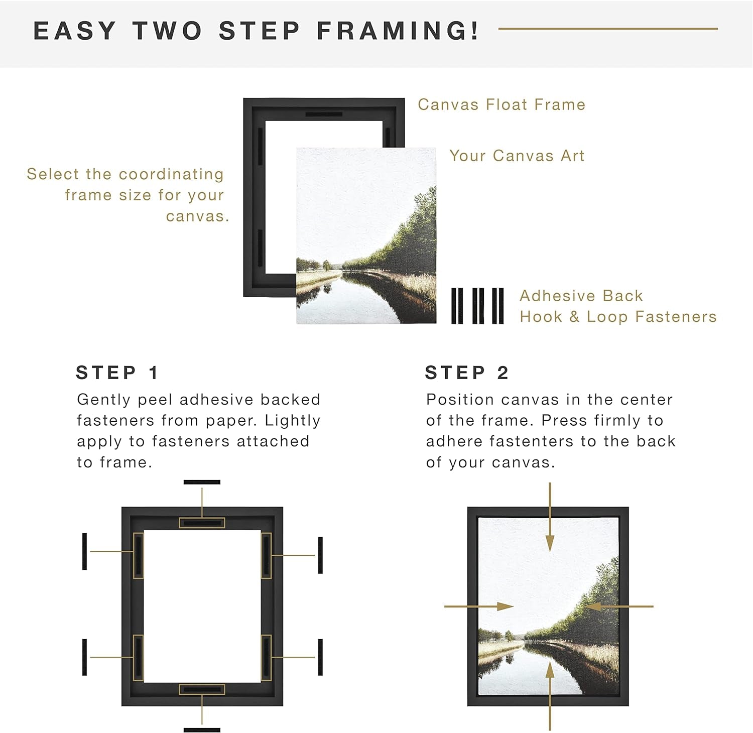Canvas Float Frames 12X12 Frame, Black Square Frame for Finished Canvases, Vertical &amp; Horizontal Wall Hanging Frame for Canvas Paintings (1-Pack)