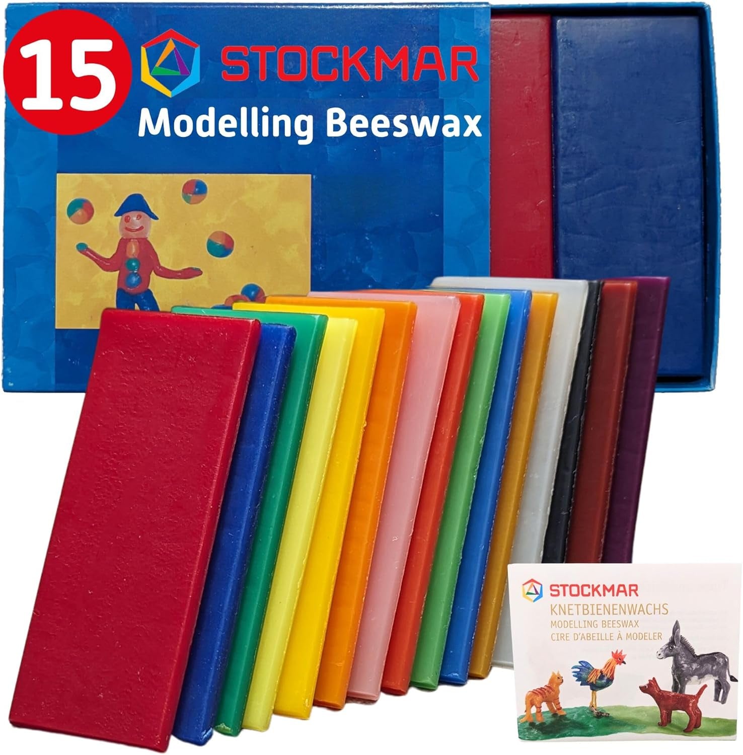 Natural Modelling Beeswax -15 Color Beeswax Sheets Set - for Kids,Toddlers, Artists, Waldorf Organic Art Supplies, Non Toxic Beeswax, Non Drying Beeswax Modeling Wax for Homeschoolers