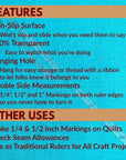 Exclusive | Quarter-Inch Patchwork Sewing Ruler Set | Includes 9" and 17" Quilting Rulers for Precise Marking and Measuring | ¼," ½," and 1" from Each Side | Non-Slip Coating Grips Fabric