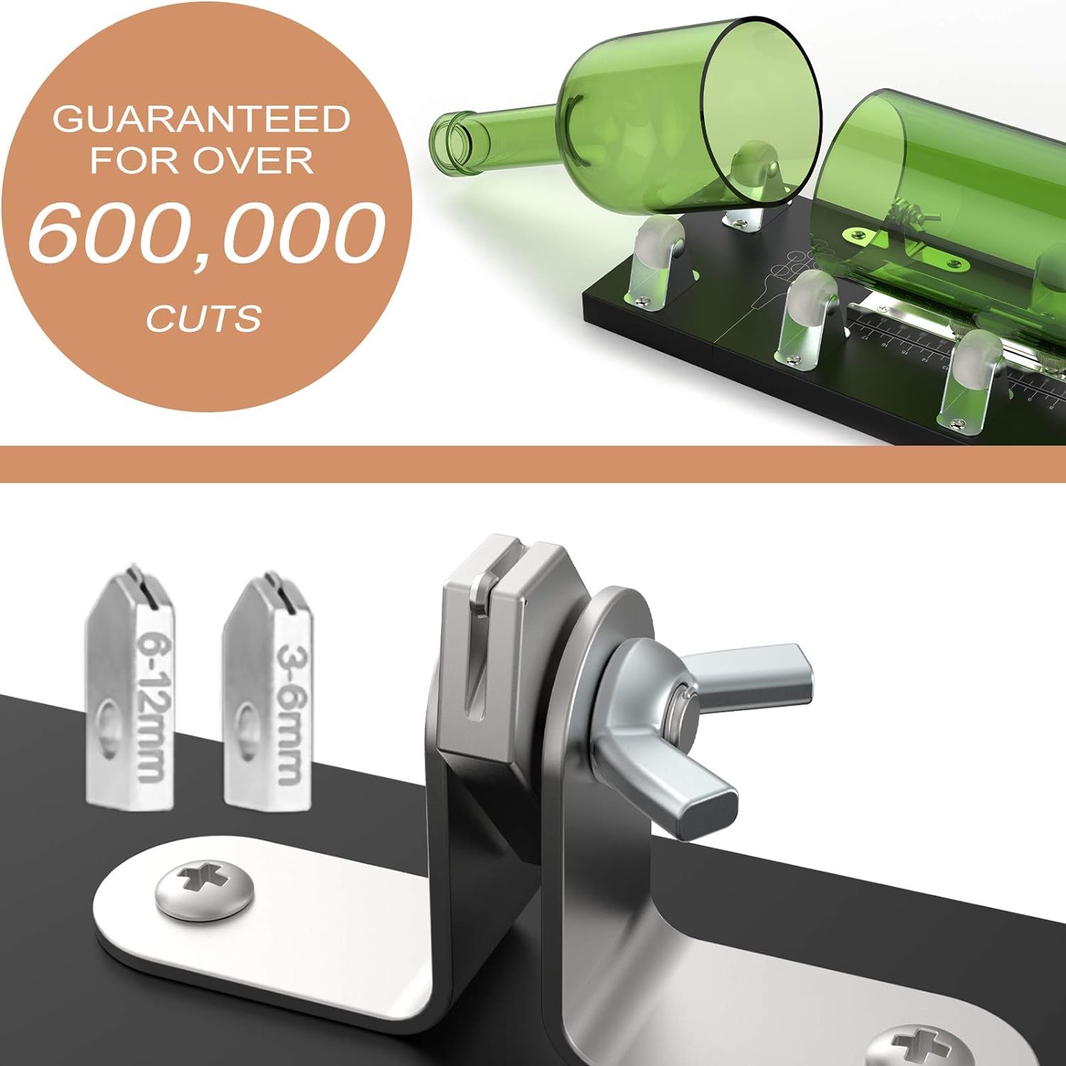 Glass Bottle Cutter, Upgraded Glass Cutter for Bottles & Glass Cutter Bundle - DIY Machine for Cutting Wine, Beer or Soda round Bottles & Mason Jars, Perfect Score Bottle Cutter