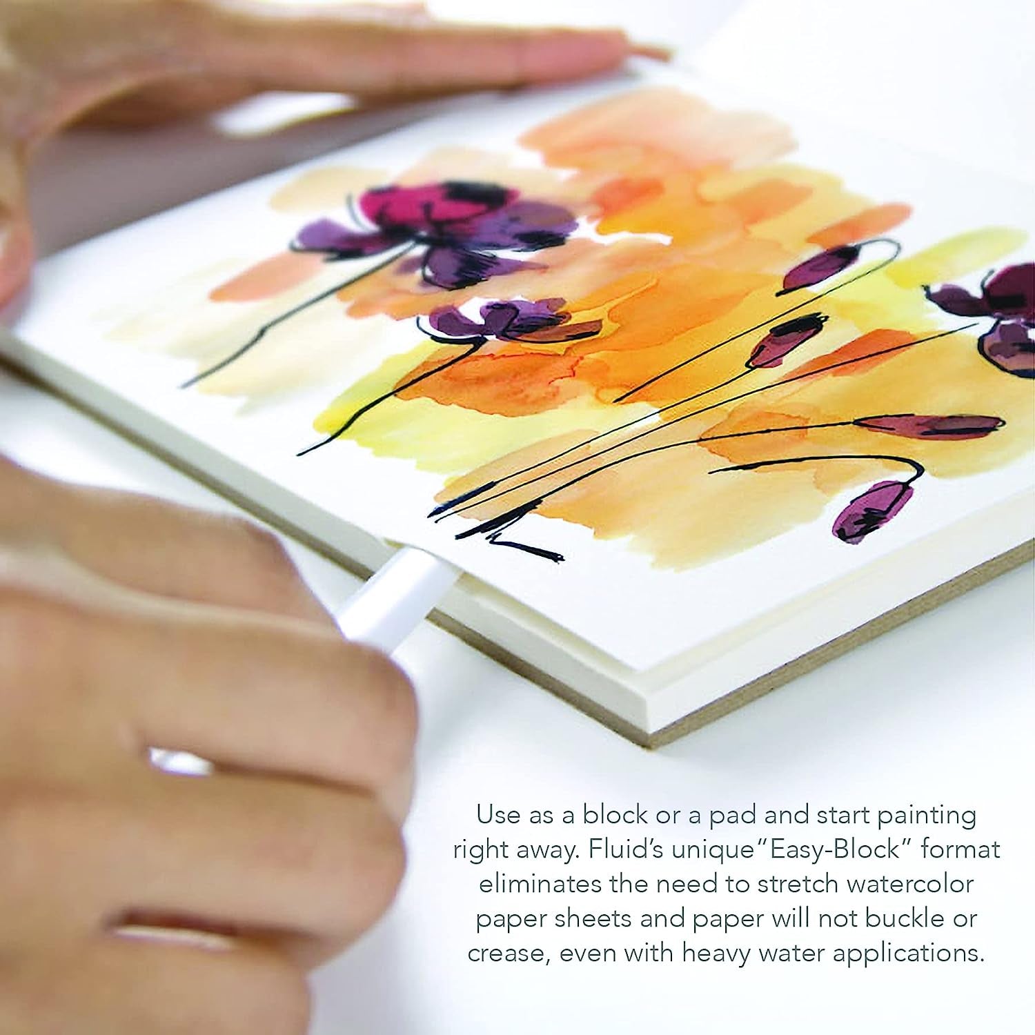 Artist Watercolor Block, 140 Lb (300 GSM) Cold Press Paper Pad for Watercolor Painting and Wet Media with Easy Block Binding, 6 X 6 Inches, 15 White Sheets