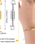 30PCS Double Lobster Clasp Magnetic Necklace Clasps and Closures, 14K Gold and Silver Adjustable Necklace Extenders, Jewelry Clasps Connectors for Necklace Bracelet Extender Jewelry Making DIY