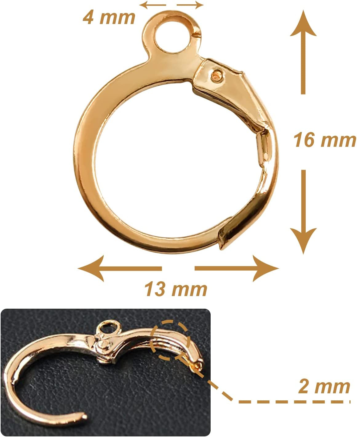 200PCS Hypoallergenic French Earring Hooks Leverback Earwires round Earring Hooks Earring Supplies Findings Ear Wire with Open Loop for Earring Designs Jewelry Making Findings