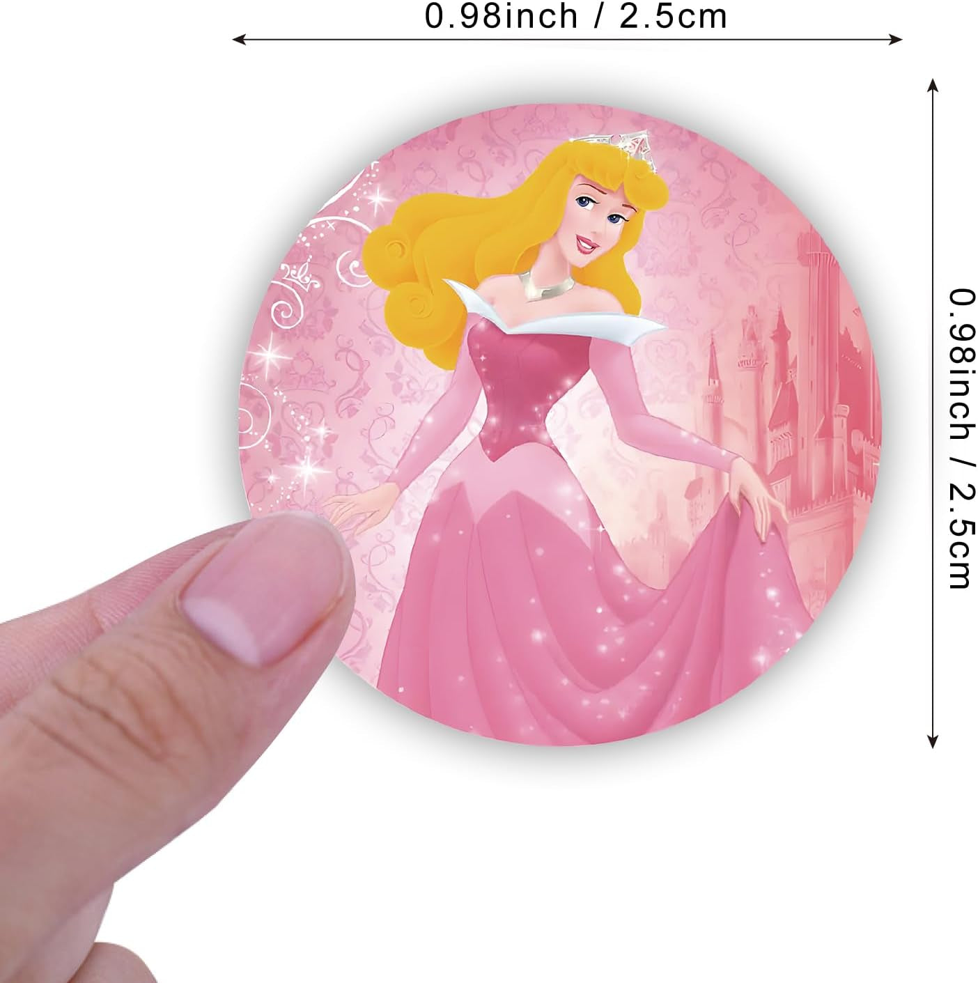 1000Pcs Princess Stickers, 20 Patterns Decals Rolls Self Adhesive Seals for Scrapbooking Cards Envelopes Gifts