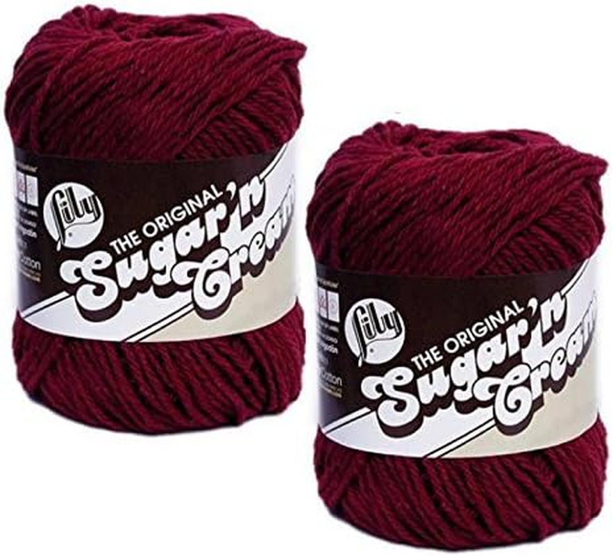 Sugar 'N Cream 100% Cotton Limited Edition Yarn ~ 2-Pack (Wine #0015)