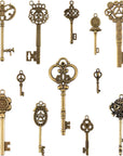 Vintage Skeleton Keys Set, Filigree Steampunk Keys, Antique Bronze Keys Charms Pendants, Different Style