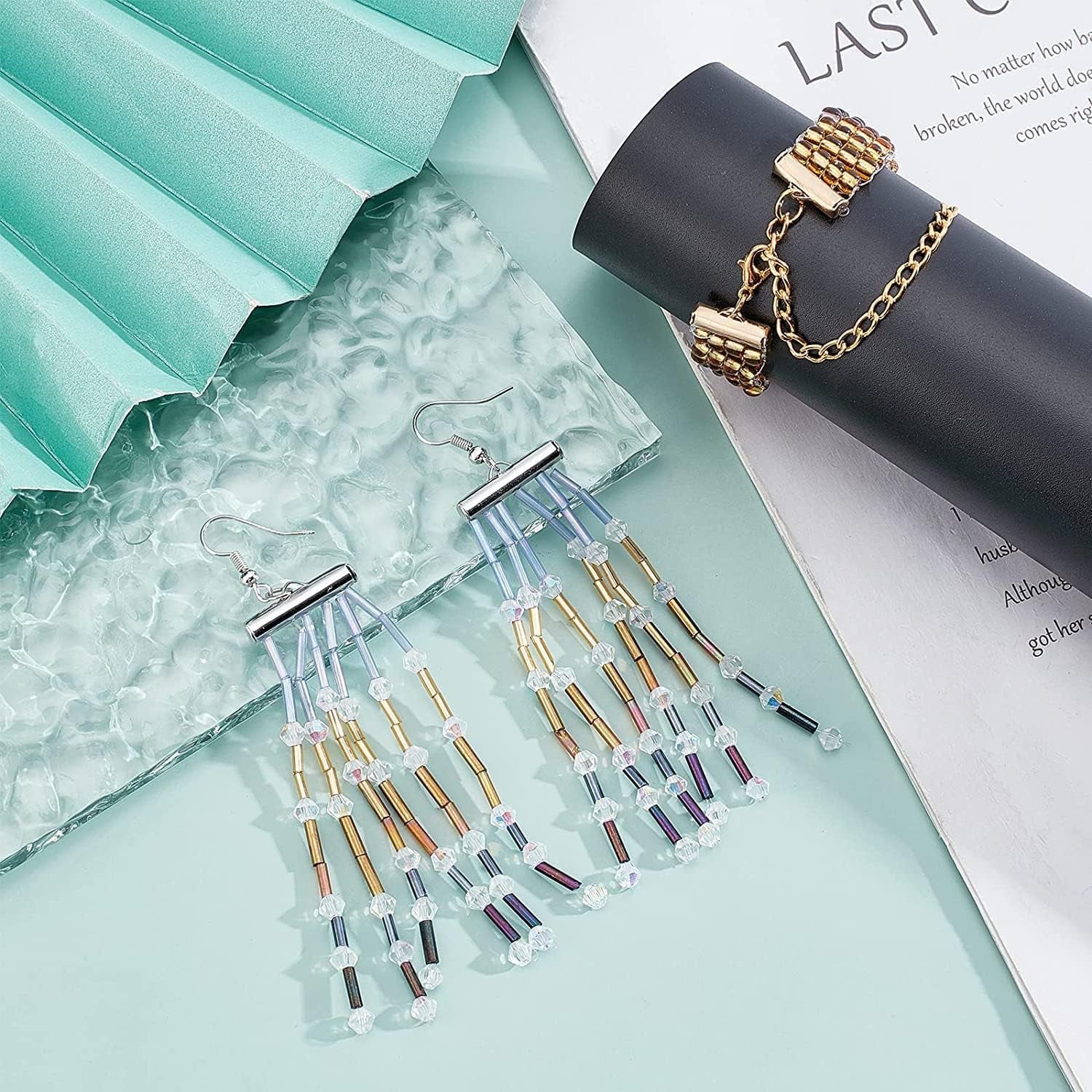 240Pcs Slide on End Clasp Tubes Slider End Caps Crimp End Tube Slider Clasp for Bead Loom Slide Tube End Bar for Multi-Strand Necklace Bracelet Jewelry Making Platinum Golden 10~40Mm