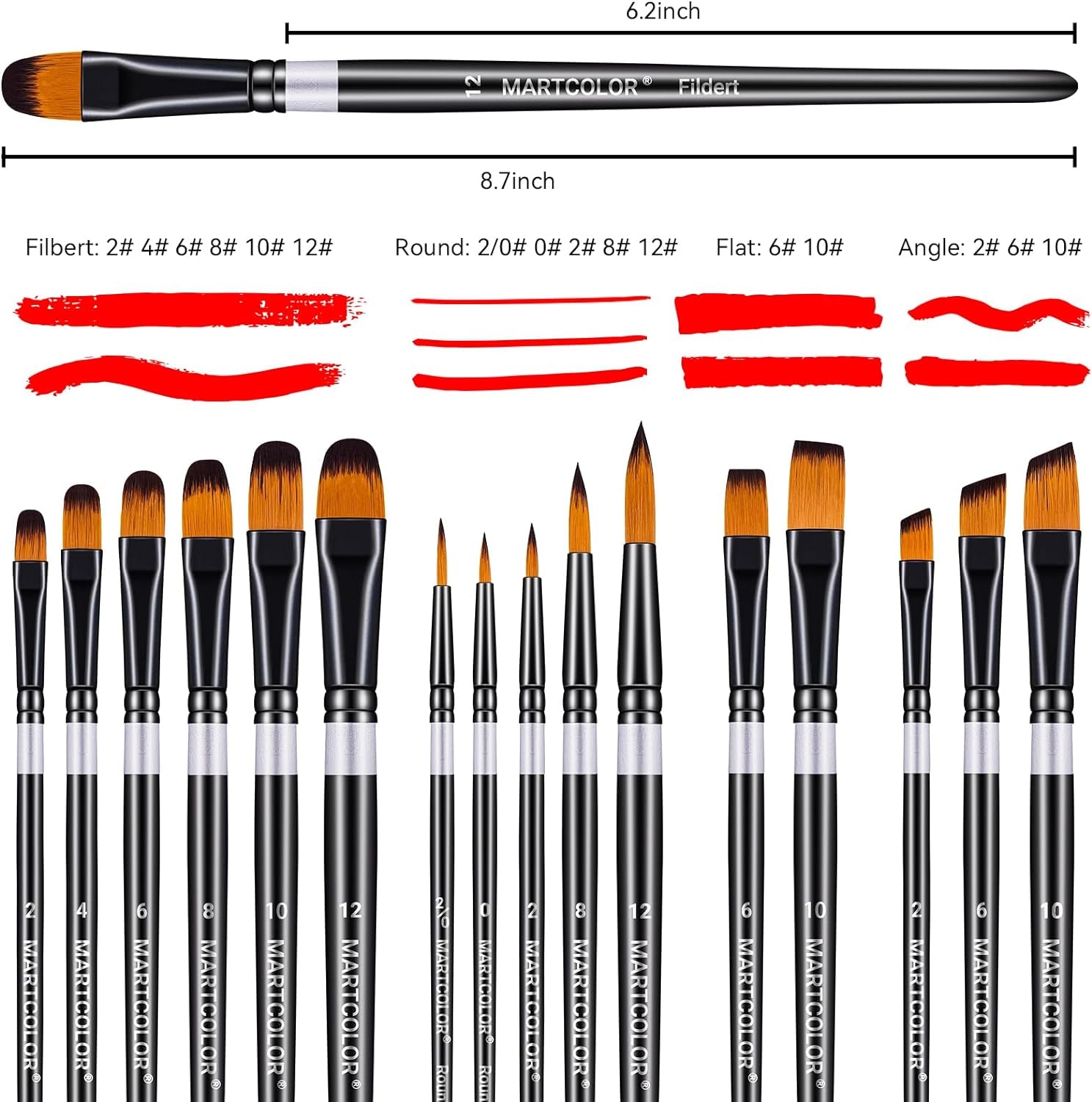 Paint Brushes Set for Acrylic Painting, 16 Pcs Nylon Hair Paint Brushes for Oil Watercolor Face Body Rock Painting Artist, Art Painting Brush Kits for Beginners and Professionals