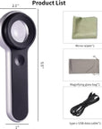 60X Illuminated Rechargeable Magnifier with Dual Coated Lenses, LED/UV Illuminated, Designed for Restoration Jewelry Identification, Close Work, Repair, Gardening, Stamps, Rock Collecting