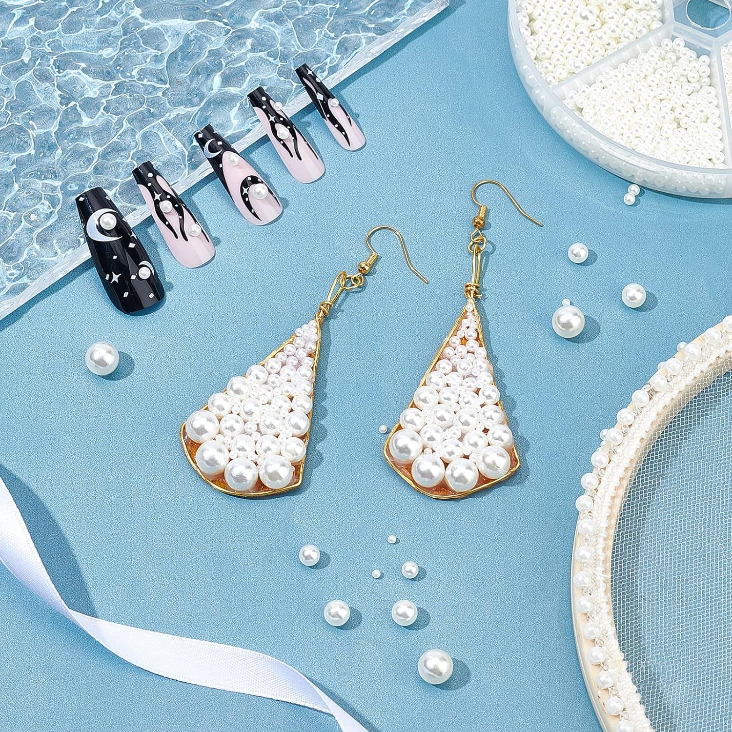 2200Pcs No Holes Pearls, White Pearl Beads Undrilled Imitated Pearl Beads Garment Acrylic Pearls for Crafting Table Scatter Floating Pearls Wedding Decor, 2/3/4/5/6/8Mm