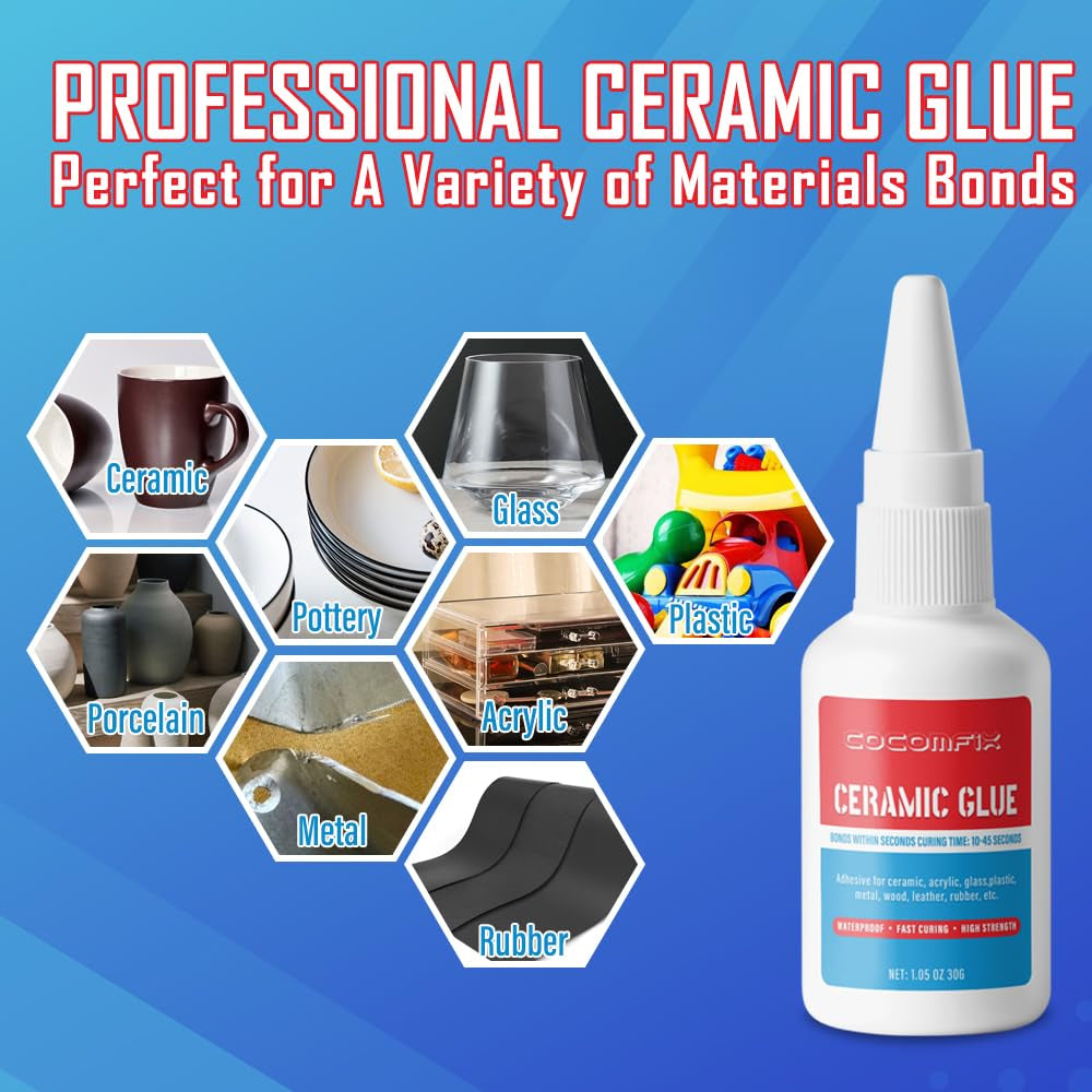 Ultimate Ceramic Glue, Proper for Ceramic & Porcelain，30G – Waterproof, High Temperature Resistant and Food Grade Material.