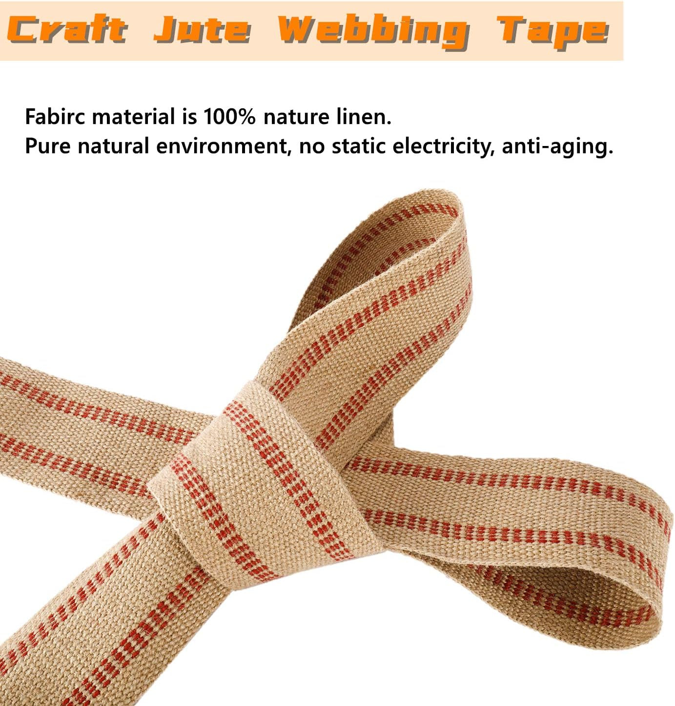 Craft Jute Webbing Tape, 3.5&quot; X 10 Yd,11 Lbs Heavy-Duty for Chair Repair, Crafting, Burlap Ribbon, Upholstery