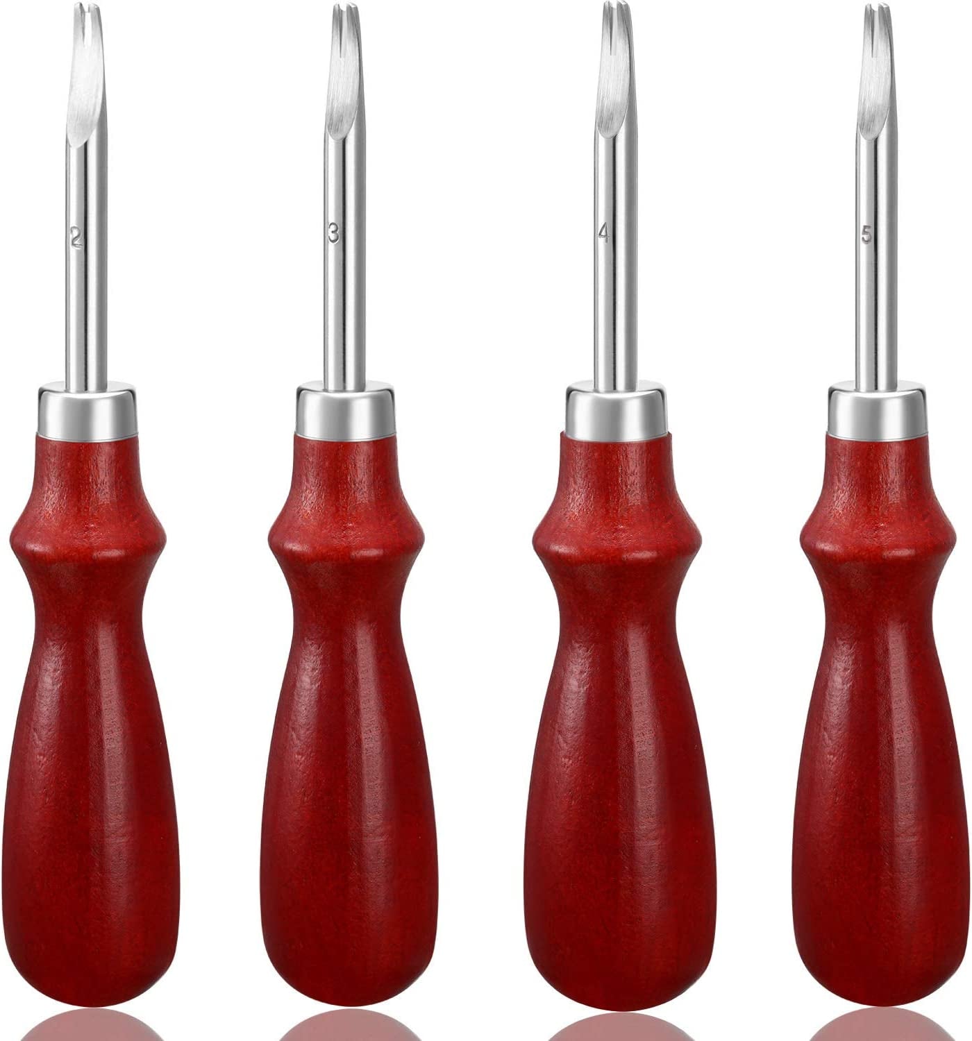4 Pieces Edge Leather Beveler Craft Edge Beveler Cutting Beveling Leather Skiver Tool for DIY (1.5 Mm, 1.2 Mm, 1.0 Mm, 0.8 Mm)