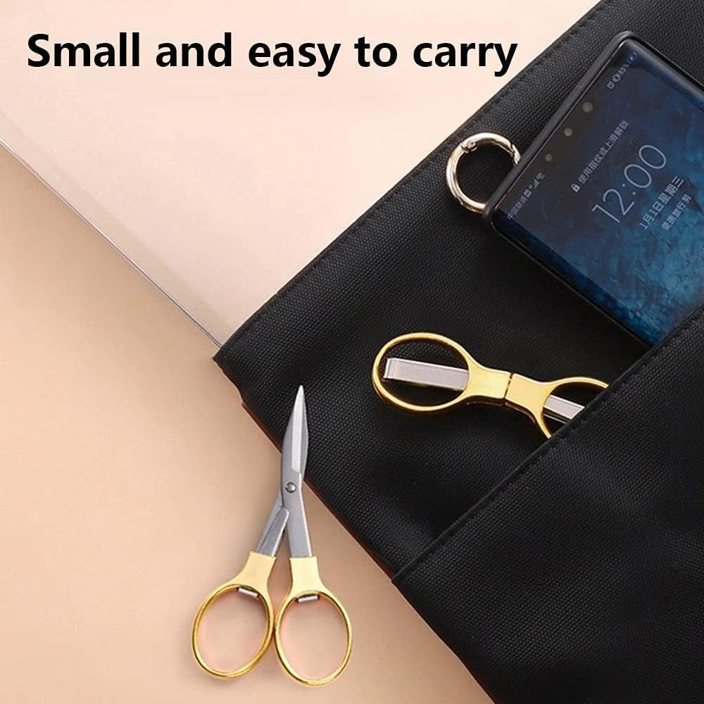 Folding Scissors,Tsa-Compliant and Portable,Compact Enough to Fit in Your Purse,Safe Portable Travel Scissors,Small Scissors,Stainless Steel Retractable Scissors,Fishing Scissors,1 Pcs