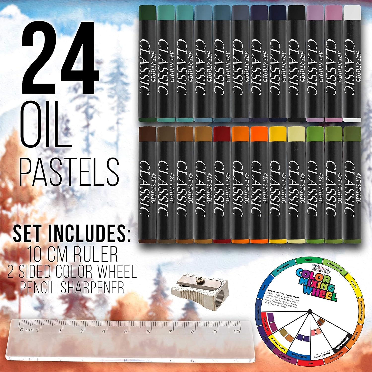 102-Piece Deluxe Wooden Art Supply Set - 24 Watercolors, 17 Brushes, 24 Colored Pencils, Sketch Pads