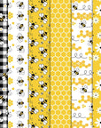 6Pcs Summer Cotton Fabric Bundles Bee Daisy Honeycomb Plaid Fat Quarters Bee Theme Quilting Patchwork Squares for DIY Handmade Craft Decor, 18 X 22 Inch