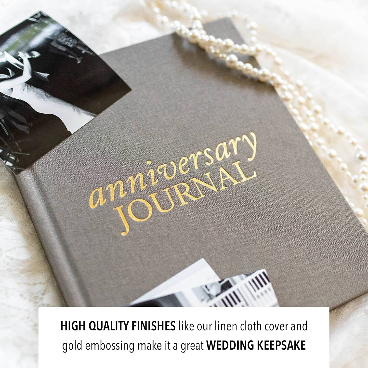 Wedding Anniversary Journal (Taupe, 189 Pages) by Duncan & Stone - Anniversary Book for Couple - Marriage Memory Book & Photo Album - Unique Wedding Gifts for Couple