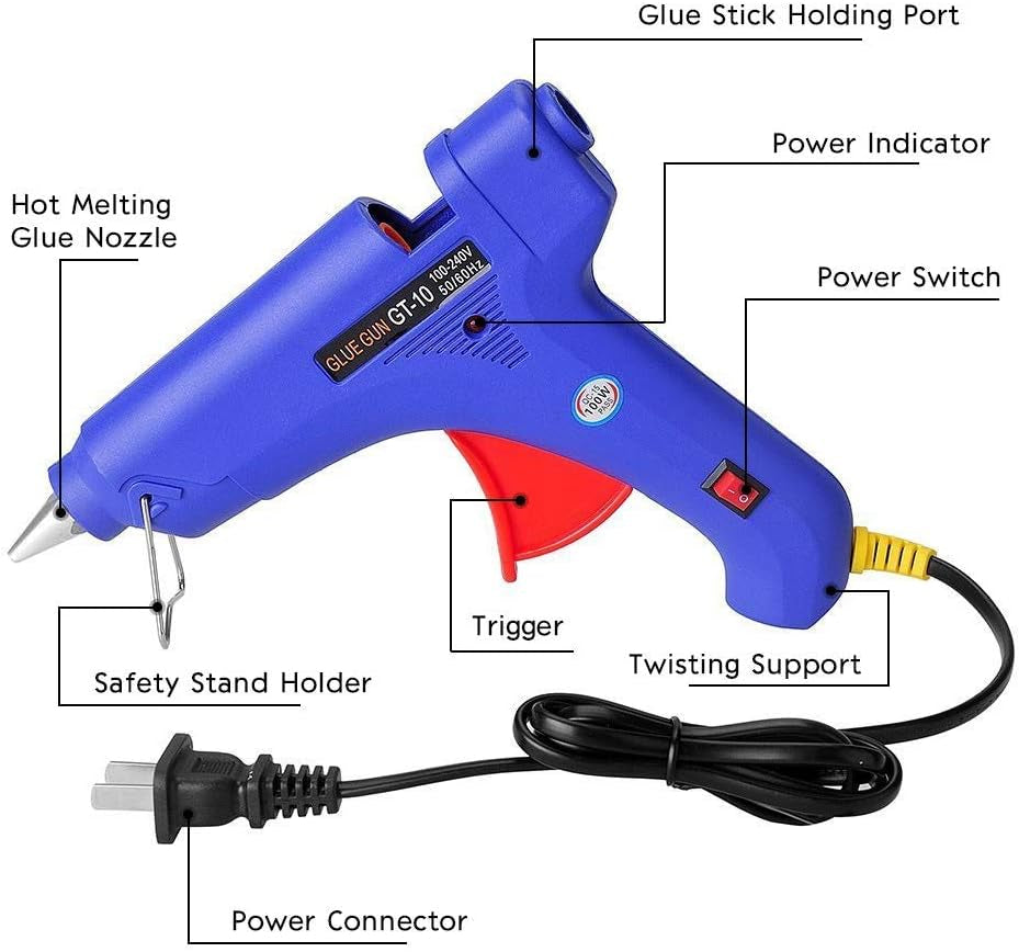 Glue Gun - 100W Hot Glue Gun with 10Pcs High Adhesion Hot Glue Sticks for Car Dent Repair, Home Improvement, Quick Daily Repair and DIY Small Craft Projects