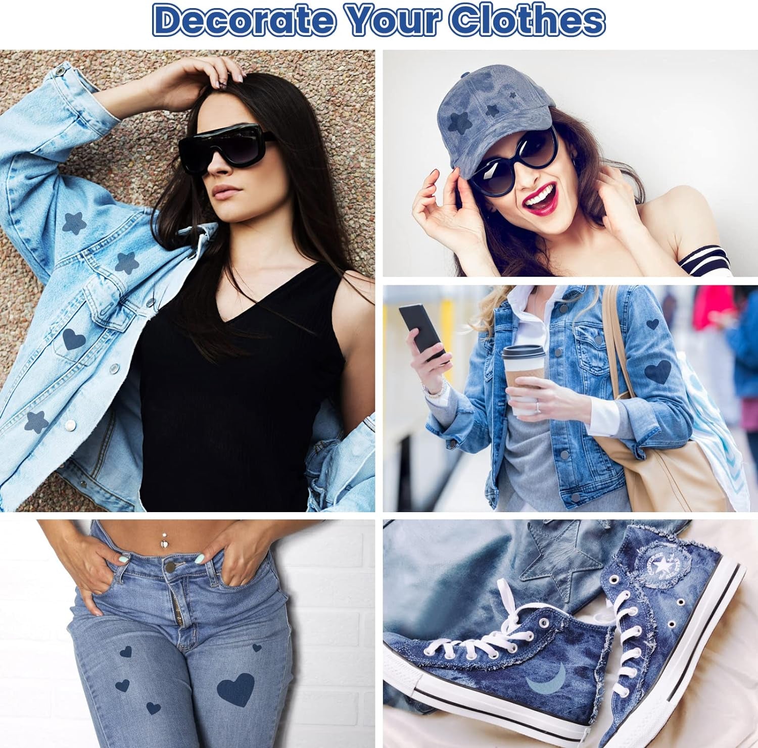 30-Piece Iron on Patches for Jeans, Denim Patches for inside Jeans Pure Cotton, 6 Shades of Blue Iron on Jean Patches for inside Jeans & Clothing Repair, Size 3"X4-1/4"(7.6Cm X 10.8Cm)