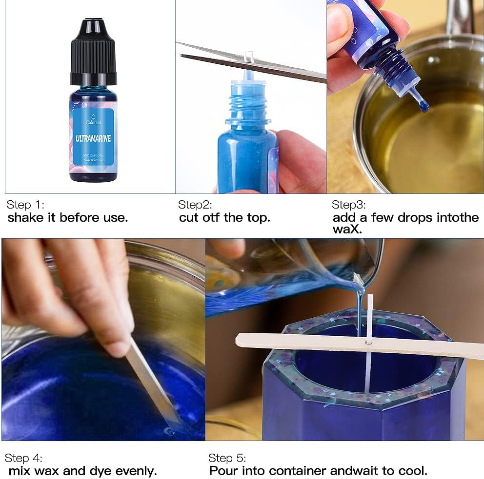 Oil-Based Candle Color Dye Non-Toxic Non-Irritating 20 Colors for DIY Candle Making Supplies - Vibrant Concentrated Candle Coloring for Soy Wax Dyes, Beeswax, Gel Wax, Candle Making Kit