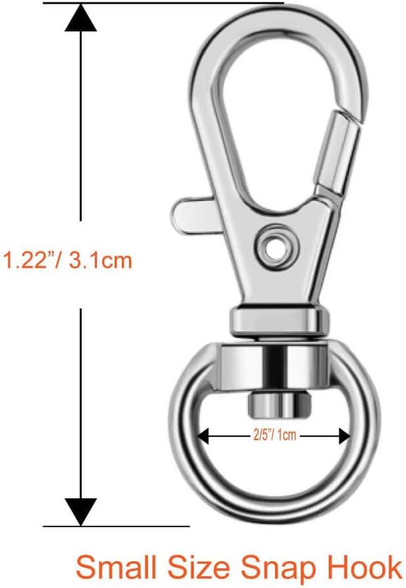 100 Pcs Metal Swivel Lanyard Snap Hook with Key Rings (Silver)