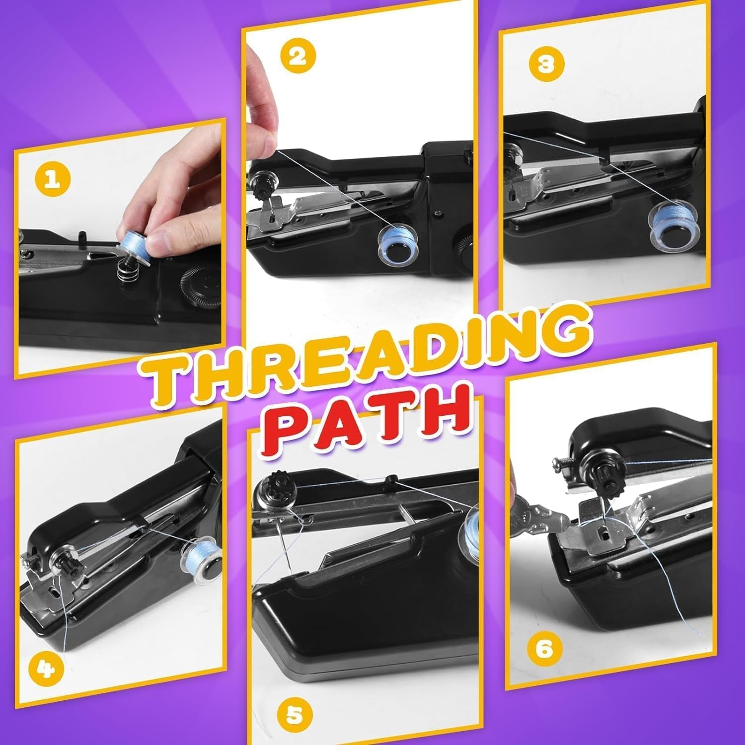 Handheld Sewing Machine with 35PCS Accessories, Easy Operated and Quick Repairing Portable Sewing Machine for Beginners, Mini Sewing Machine for Home Travel DIY, Black