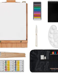 Art Kit, 45 Piece Wooden Paint Set Crafts Drawing Painting Kit with Box Easel and 18 Acrylic Oil Paint Colors, 12 Color Pencil Etc. for Teens Adults Artist Beginners, Art Supplies