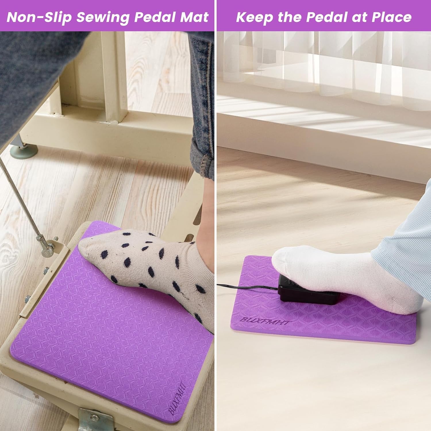 Sewing Mat Set, Sewing Machine Muffling Mat, Reduce Sewing Machine & Pedal Vibrations, Movement and Slipping, Sewing Machine and Sergers Accessory (2-Piece Set) (Purple)