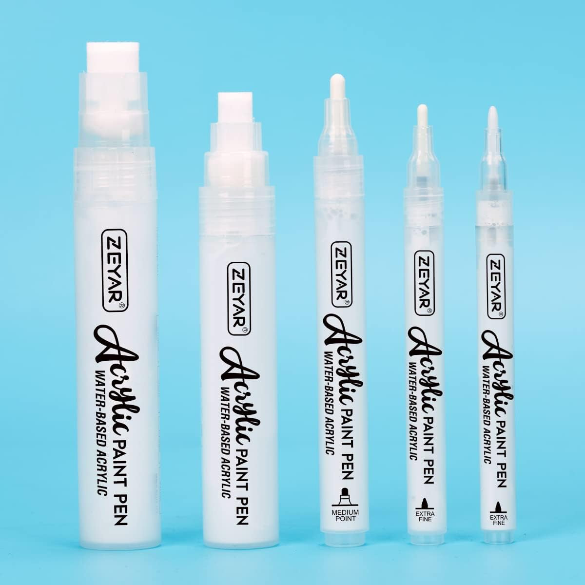 Acrylic Paint Marker Pens, 5 Different Point: Extra Jumbo Felt(15Mm),Jumbo Felt(10Mm), Medium Bullet(2-3Mm), Fine(1Mm), Extra Fine(0.7Mm) (5 Black)