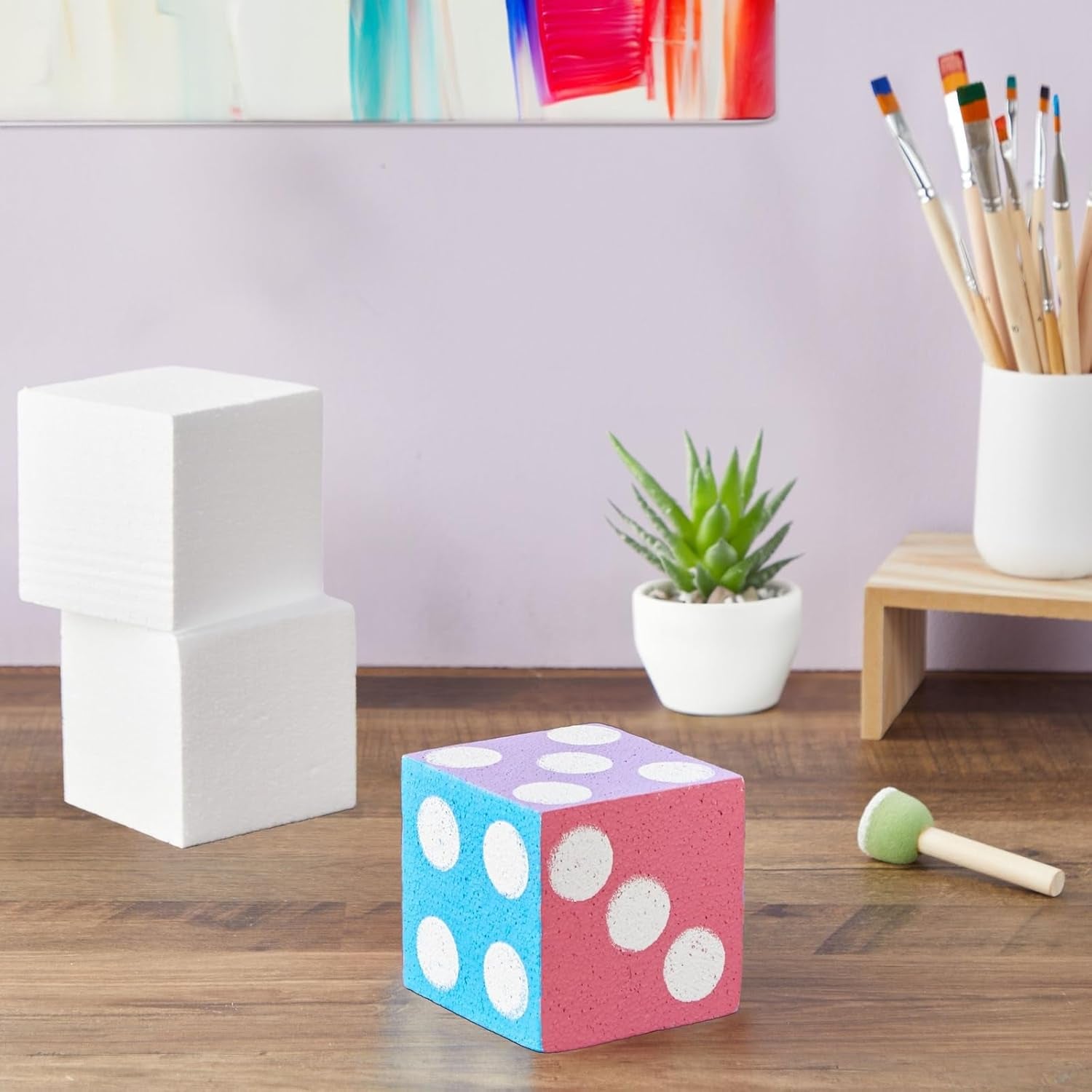 30 Pack Foam Craft Blocks for Modeling, 3 Inch Mini Square Cubes for Sculpting, School Projects (White Polystrene)