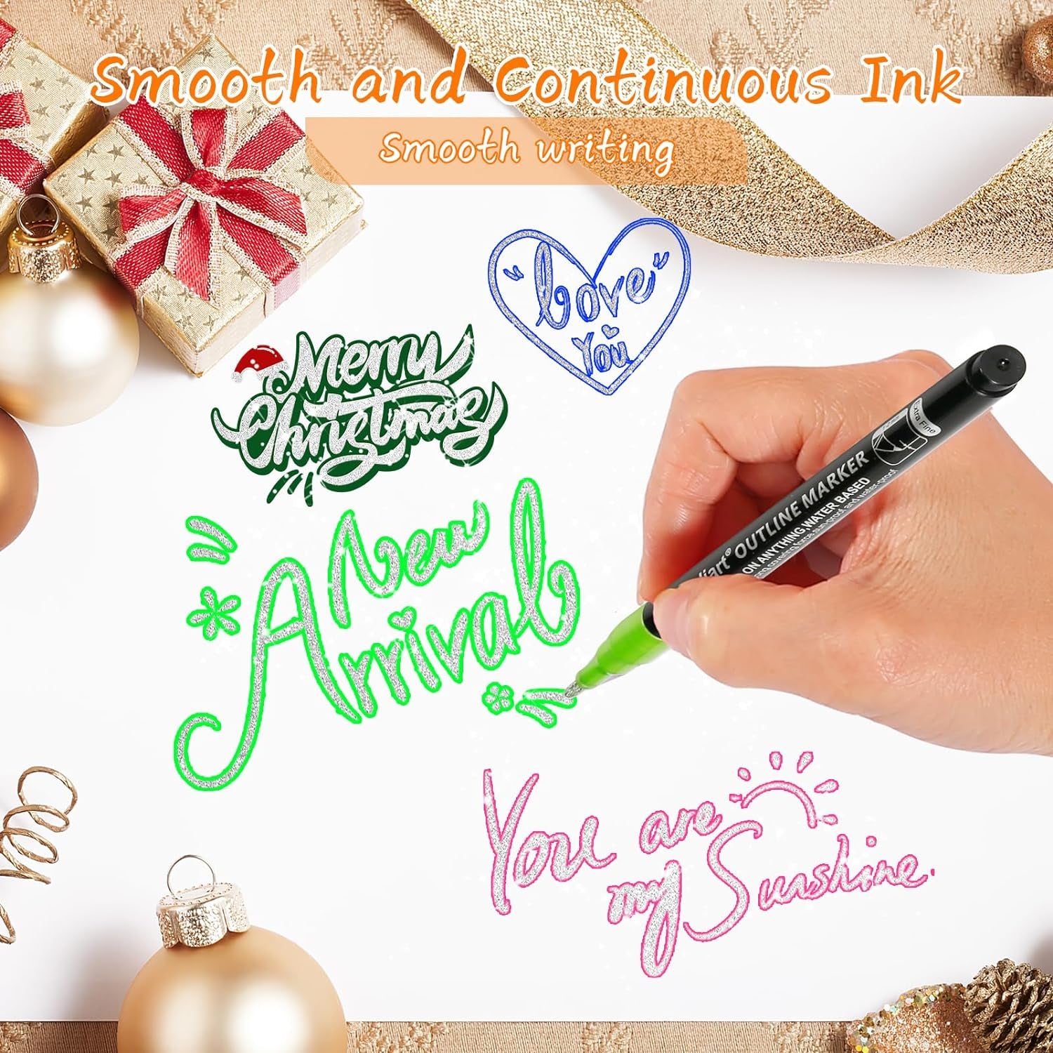 24-Color Shimmer Double-Line Drawing Doodle Outline Markers, Aesthetic Cute Preppy Stuff School Supplies, Glitter Markers Pens Set for Cards Lettering, Gift for 4-12 Year Old Girl Kids