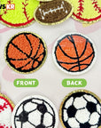 16Pcs Sports Themed Patch, Chenille Patches Gold Edges Basketball Soccer Baseball Football Volleyball Iron on Patch for Bags Hat DIY Clothing Repair