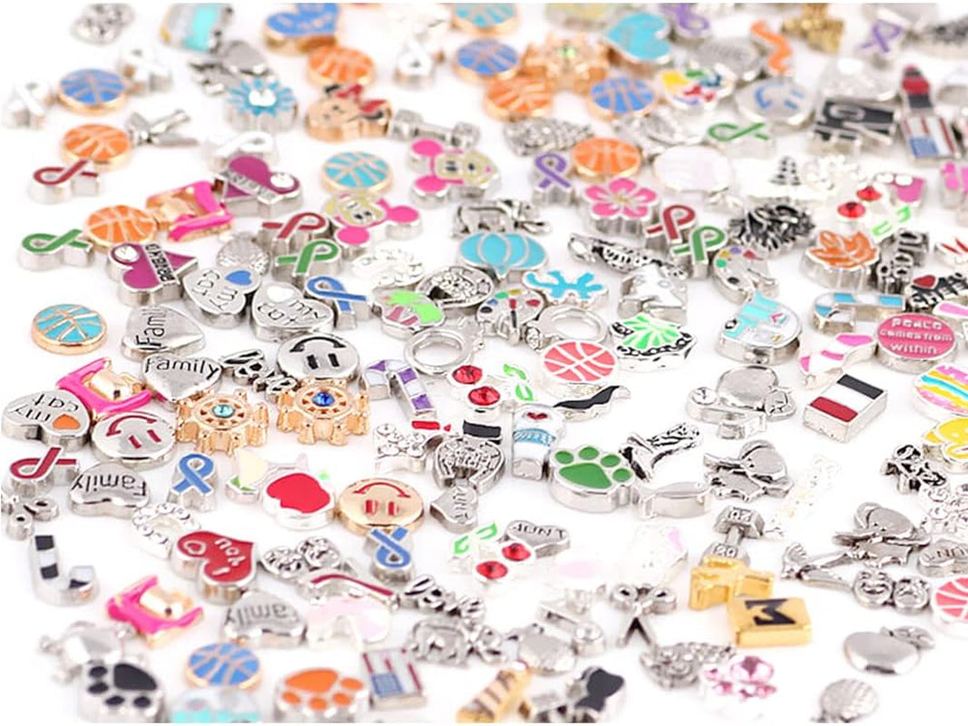100 Pcs Floating Charms Assorted Mix DIY for Floating Lockets Glass Living Memory Lockets,Random Style
