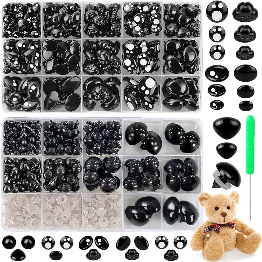 748PCS Safety Eyes for Crochet,6-22Mm Black White Eyes Noses with Washers Stuffed Animals Amigurumi Craft Doll Making Teddy Bear Toy Brand