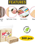300 Pcs Mini Natural Wooden Food Grade Craft Sticks - Ice Cream Stick - Popsicle - 3.5 Inch Length - Suit Crafting, Stirring, Paddle, Waxing, Small Ice Pop Stick for DIY Kids Popcicle