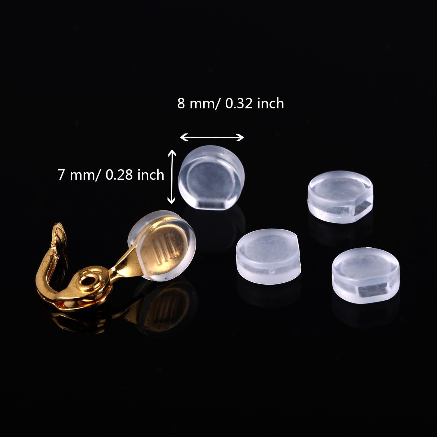 100 Pieces 4 Size Earring Pads Silicone Comfort Earring Cushions for Clips on Earrings, Clear