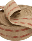 3.5 Inches X 33 Yards Upholstery/Craft Jute Webbing, Natural Chair Webbing with Red Stripes, Burlap Fabric Webbing Tape for Craft, Decoration, Furniture Repair