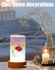 3 Pieces Cylinder Light Resin Silicone Mold Set, Include Resin Cylinder Light Mold and USB Powered Wooden Lighted Base Stand for DIY Table Candle Desktop Lamp Ornaments Home Decorations